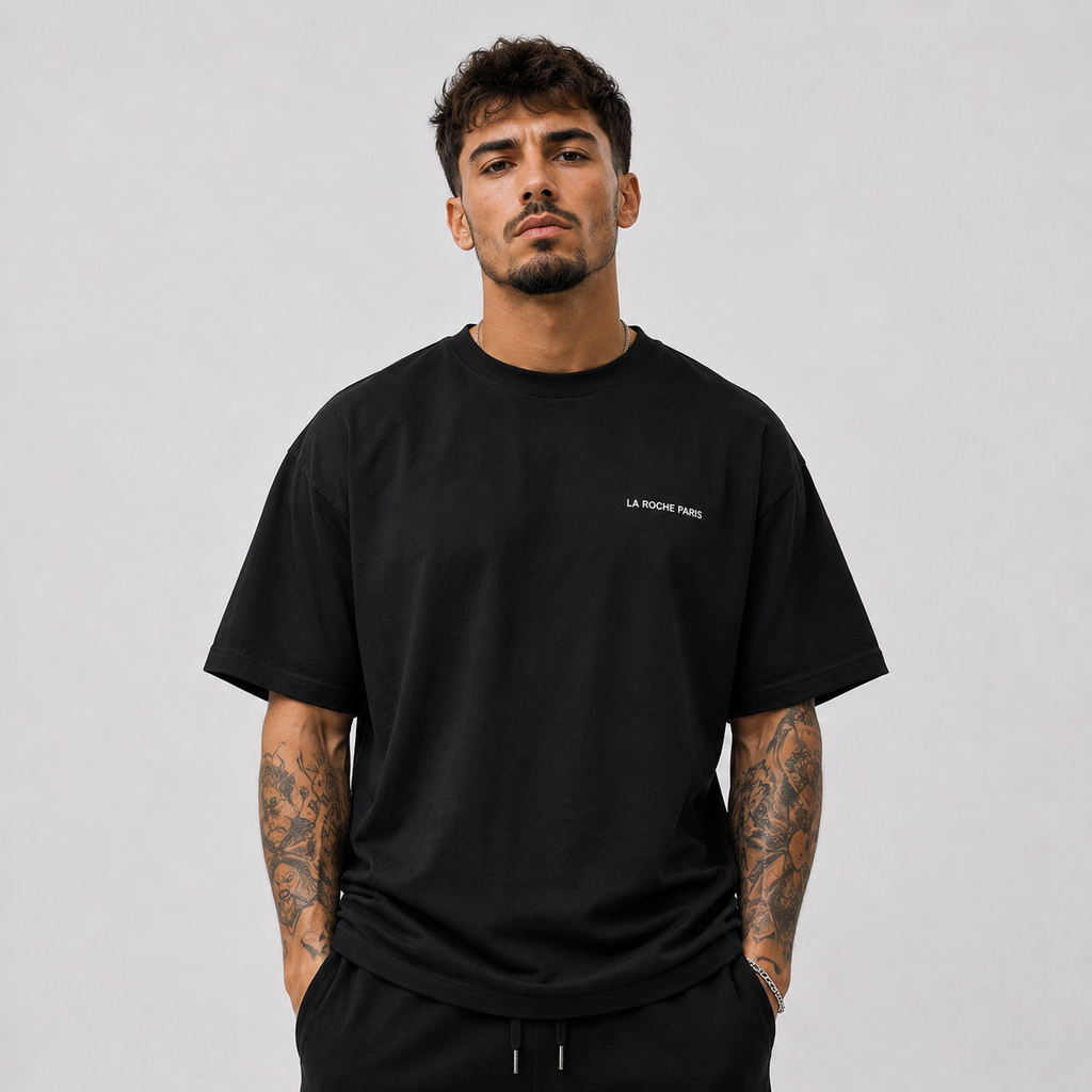 LA ROCHE PARIS SCHWARZ-ROTES NFM-T-SHIRT