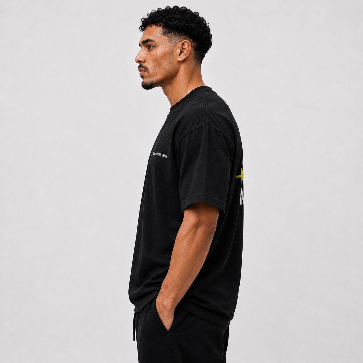 LA ROCHE PARIS SCHWARZ - YELLOW NFM-T-SHIRT